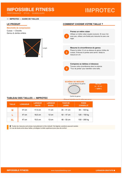 Improtec maintien de compression genou & jambe